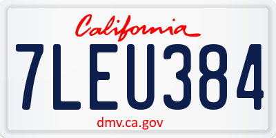 CA license plate 7LEU384