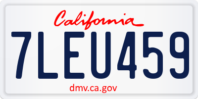 CA license plate 7LEU459