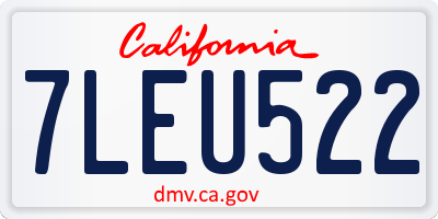 CA license plate 7LEU522