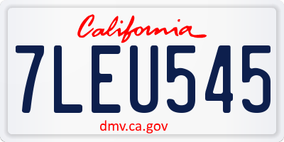 CA license plate 7LEU545
