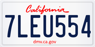 CA license plate 7LEU554