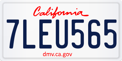 CA license plate 7LEU565