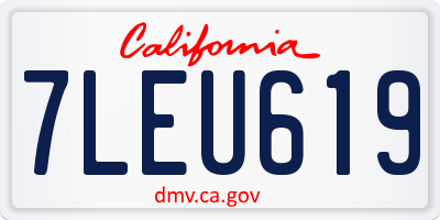 CA license plate 7LEU619