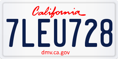 CA license plate 7LEU728