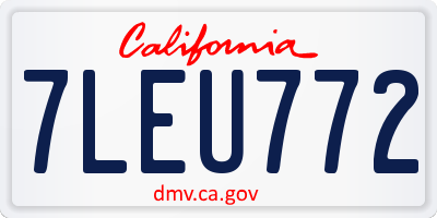 CA license plate 7LEU772