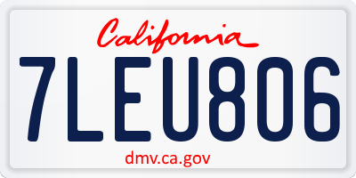 CA license plate 7LEU806