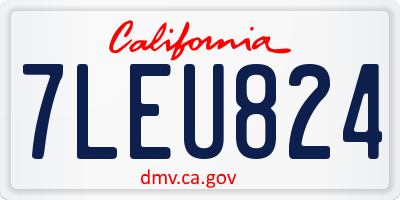 CA license plate 7LEU824