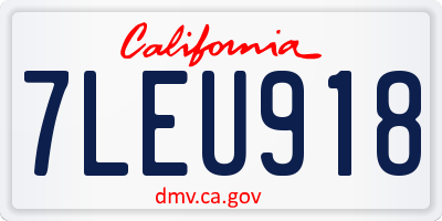 CA license plate 7LEU918