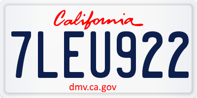 CA license plate 7LEU922