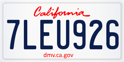 CA license plate 7LEU926