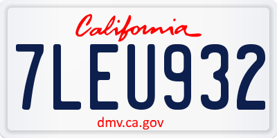 CA license plate 7LEU932