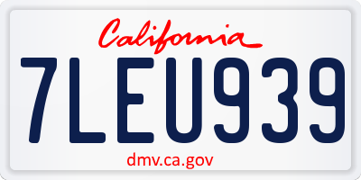 CA license plate 7LEU939