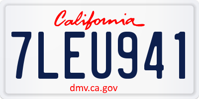 CA license plate 7LEU941