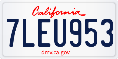 CA license plate 7LEU953