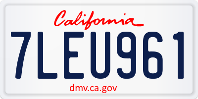CA license plate 7LEU961