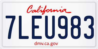 CA license plate 7LEU983