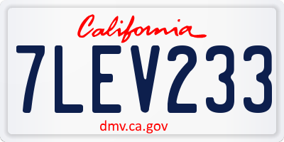 CA license plate 7LEV233
