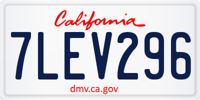 CA license plate 7LEV296