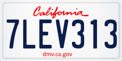 CA license plate 7LEV313