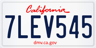 CA license plate 7LEV545
