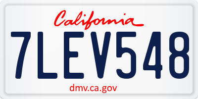 CA license plate 7LEV548