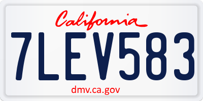 CA license plate 7LEV583