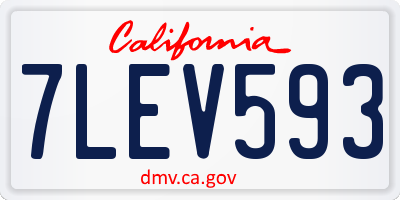 CA license plate 7LEV593