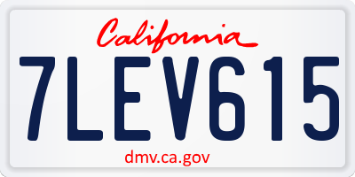 CA license plate 7LEV615