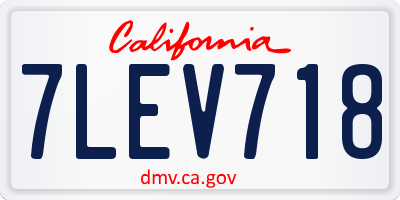 CA license plate 7LEV718