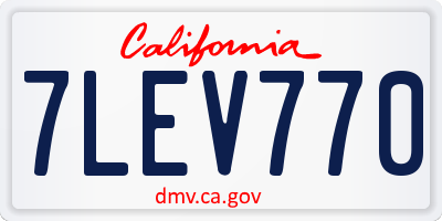 CA license plate 7LEV770