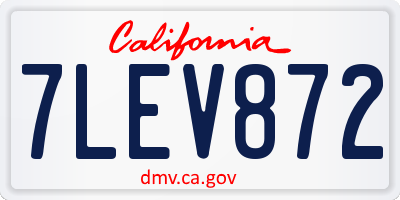 CA license plate 7LEV872