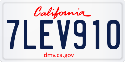 CA license plate 7LEV910