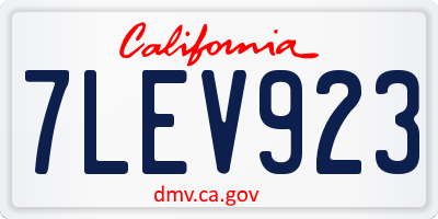 CA license plate 7LEV923