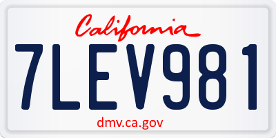 CA license plate 7LEV981