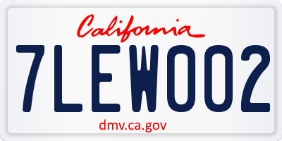 CA license plate 7LEW002