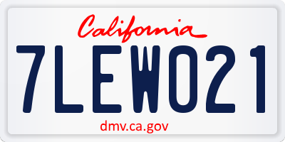 CA license plate 7LEW021
