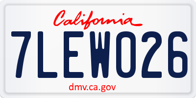 CA license plate 7LEW026