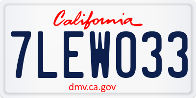 CA license plate 7LEW033