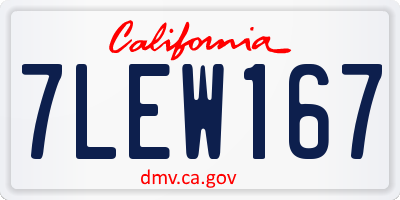CA license plate 7LEW167