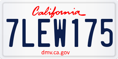 CA license plate 7LEW175
