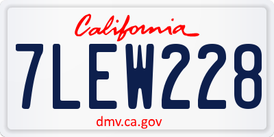 CA license plate 7LEW228