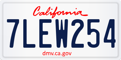CA license plate 7LEW254