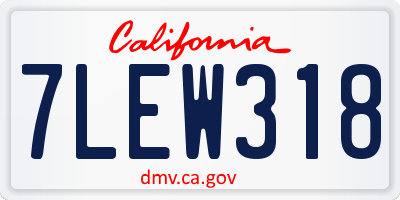 CA license plate 7LEW318