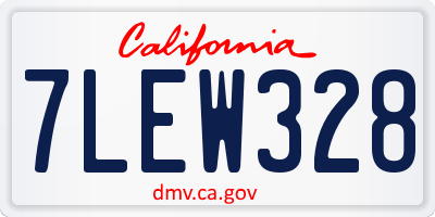 CA license plate 7LEW328