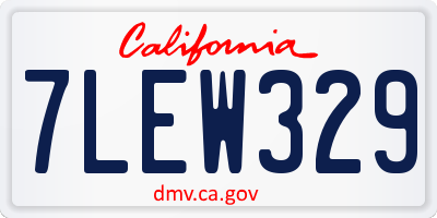 CA license plate 7LEW329