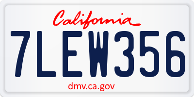 CA license plate 7LEW356