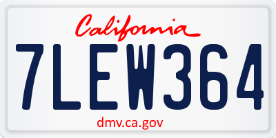 CA license plate 7LEW364