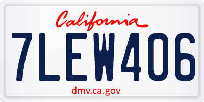 CA license plate 7LEW406
