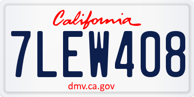 CA license plate 7LEW408