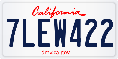 CA license plate 7LEW422